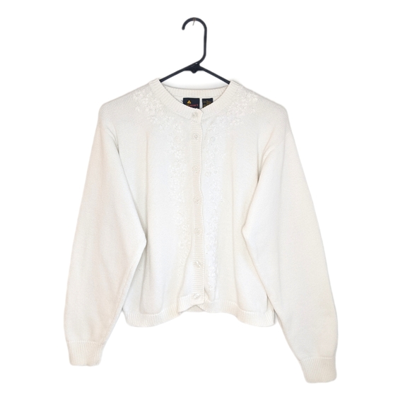 Vintage 90s  Coquette Girl Embroidered Cropped Cardigan - Picture 2 of 10